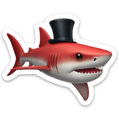 red shark with tophat sticker