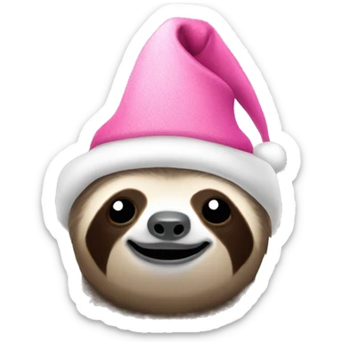 Sloth with pink Christmas hat sticker