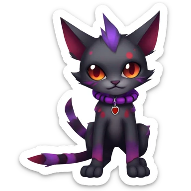 Vampiric dark edgy punk cat fakemon with red purple edgy markings full body  sticker