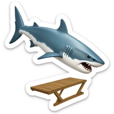 Shark doing a back flip off a diving board  sticker