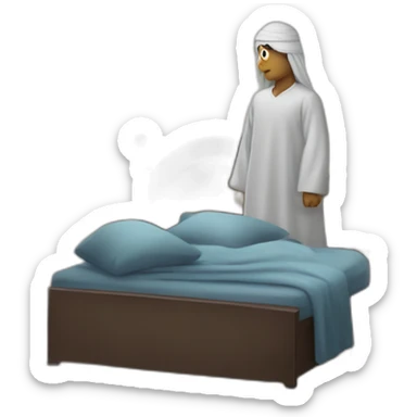 Homme en Qamis avec un panneau cœur sticker