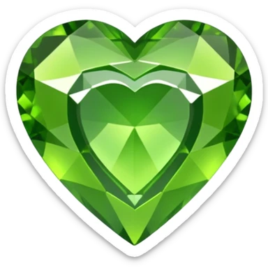 green heart looking ios but like a gemstone with sharp outlines and shiny the color is more like lime sticker