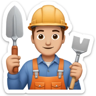 Brick mason holding trowel emoji  sticker