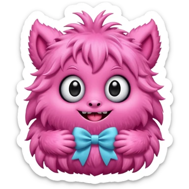 Kissy Missy character from Poppy Playtime, pink furry monster with big eyes and smile sticker