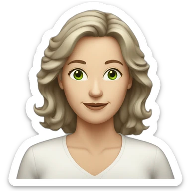50 year old white woman brown hair green eyes sticker