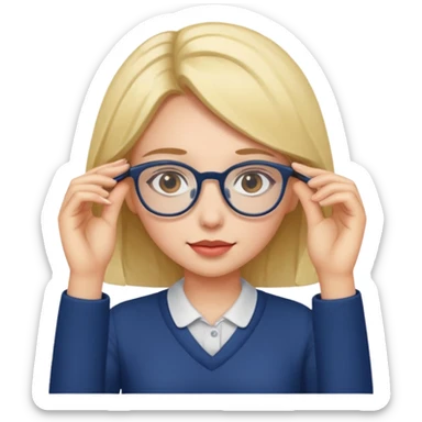 girl adjusting glasses portrait sticker