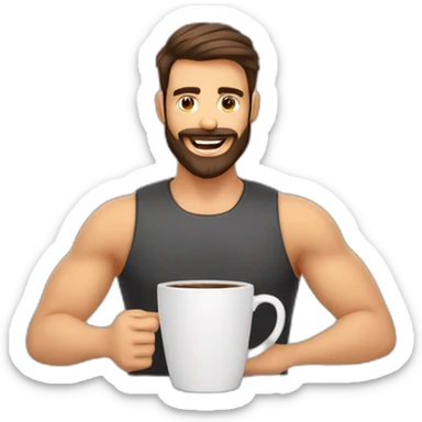 homem com barba de regata segurando um copo café sticker