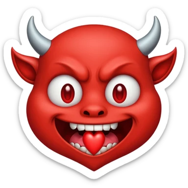 Devil's face? With heart-shaped eyes. An open, drooling mouth. sticker