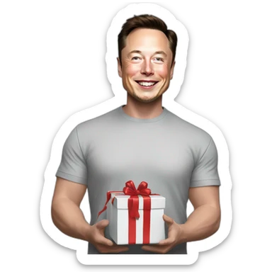 elon musk receiving a gift sticker