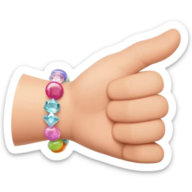 Extended Hand with jelly bean crystal bracelet sticker