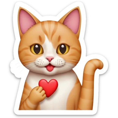 Cat with finger to mouth and heart  sticker