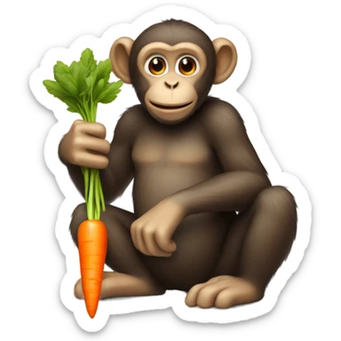 Monkey with carrot in hand  sticker