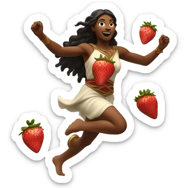 Litha strawberry Pagan goddess sprinting, with a large stride and arms outstretched sticker