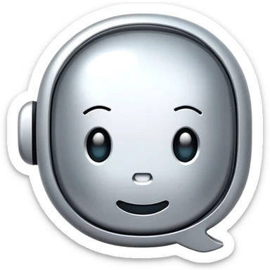 AI chat bubble with digital face, messaging bot icon sticker