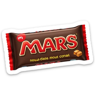 Draw a Mars bar in its classic black wrapper with bold red logo. sticker