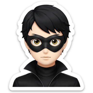 Akira persona 5 in a sleek black mask, playful eyes showing sticker