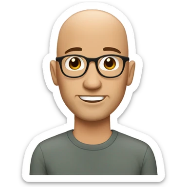 Cartoon character in Bitmoji style tan bald shaved male, around 40 years old  sticker