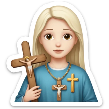 Holding a crucifix  sticker