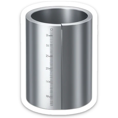Metal Cylindrical metal measuring device with a flared top and a flared that taper toward a thinner center sticker