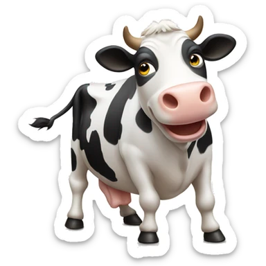 Cow dancing to music and drinking milk sticker