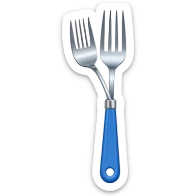 three-pronged fork with blue handle sticker