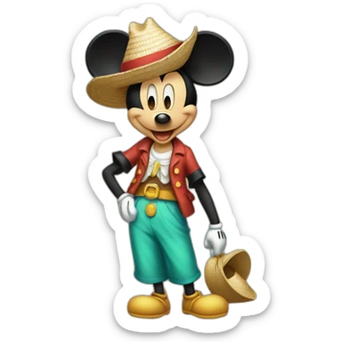 Mickey mouse with strawhat sticker