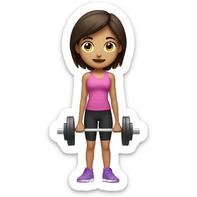 brunette girl lifting weights sticker