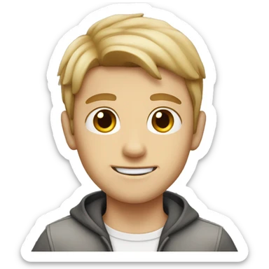 white boy with brown eyes waving hi sticker