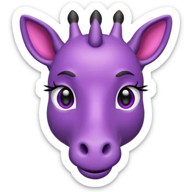 emoji de jirafa violeta con manchas rosadas  sticker