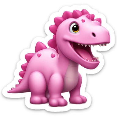 pink dinosaur with hearts  sticker