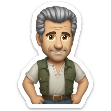 Mel Gibson cartoon wearing shirt sticker