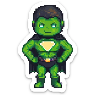 Hulk smashing, green superhero in action pose sticker