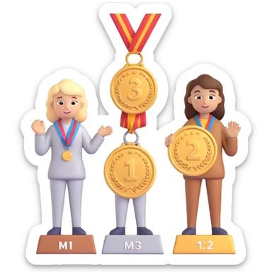 3 winners in 1st, 2nd & 3rd place emoji sticker