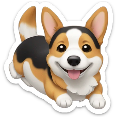black and tan corgi lying on its back sticker