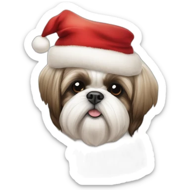 Shih tzu avec deco pere noel sticker