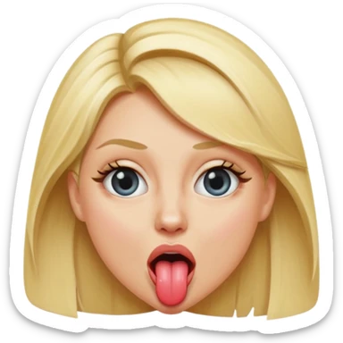 The blonde woman stuck her tongue out and her eyes were naked. sticker