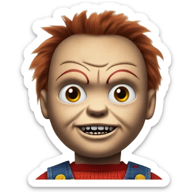 chucky with sewed face  sticker