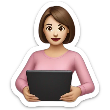 Romanian woman in a cosmetic mask watching a TV series on a tablet sticker