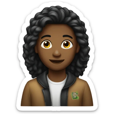 joven de 13 años con pelo negro sticker