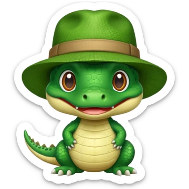 baby crocodile in hats sticker