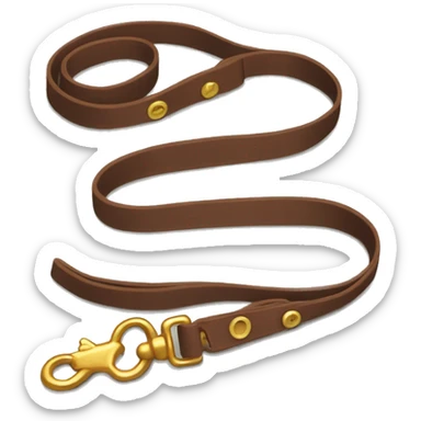 Brown dog leash with golden snap  sticker