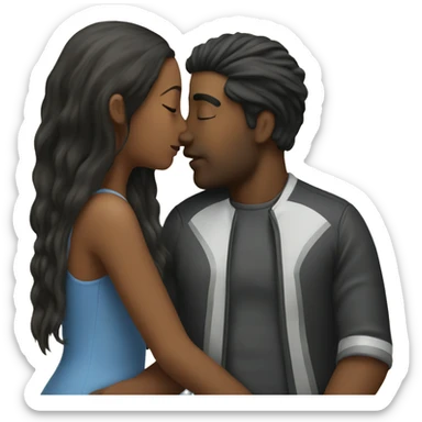 A man kissing a girl make her hair black sticker