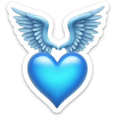Blue heart with angels wing sticker