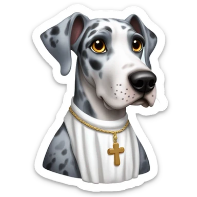 Blue Merle Great Dane wearing a nun costume  sticker