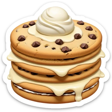 Chocolate chip cookie sandwich with vanilla ice cream sticker