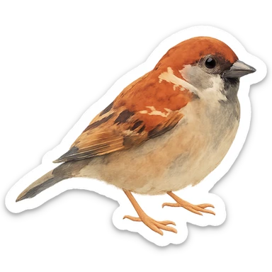 watercolor style sparrow sticker