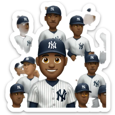 Men with cap and jersey of the New York Yankees sticker