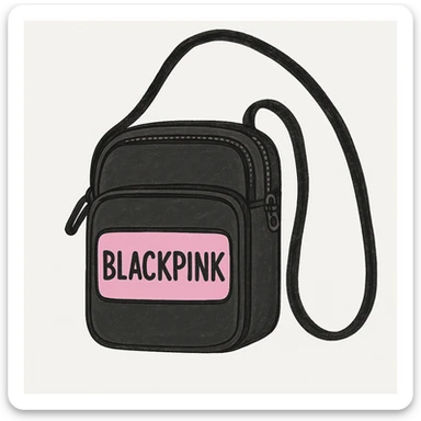 Add the BLACKPINK logo to the object, keep the style consistent with the original image. sticker