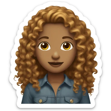 A curly golden brown hair girl with hazel eyes sticker