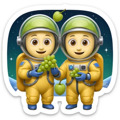 two minions with space suits eating grapes sticker